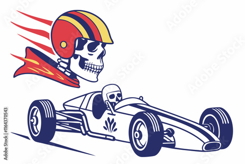 skull with racing car 