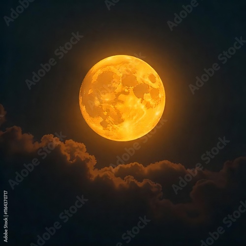 Golden Full Moon Rising Above Silhouetted Trees photo