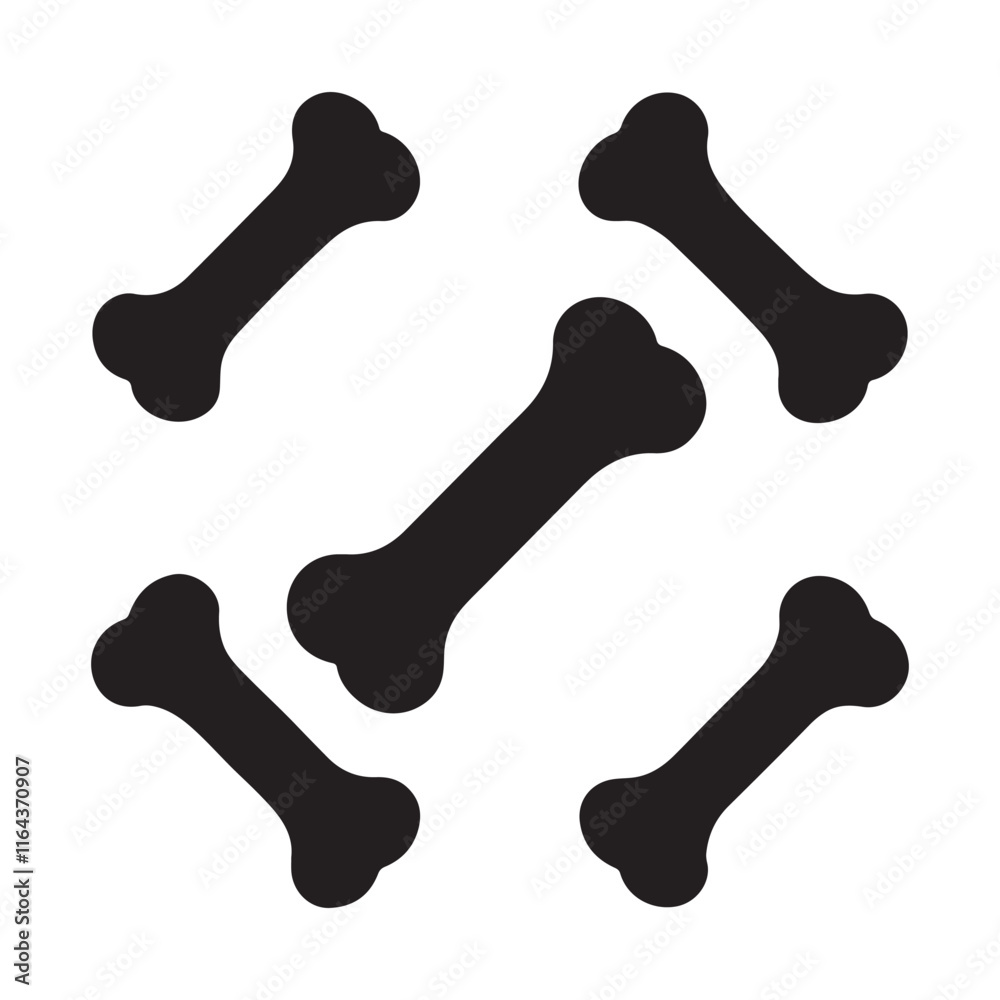 set of dog bone silhouette, black and white silhouette, vector and illustration set of dog bone silhouette, black and white silhouette, vector and illustration