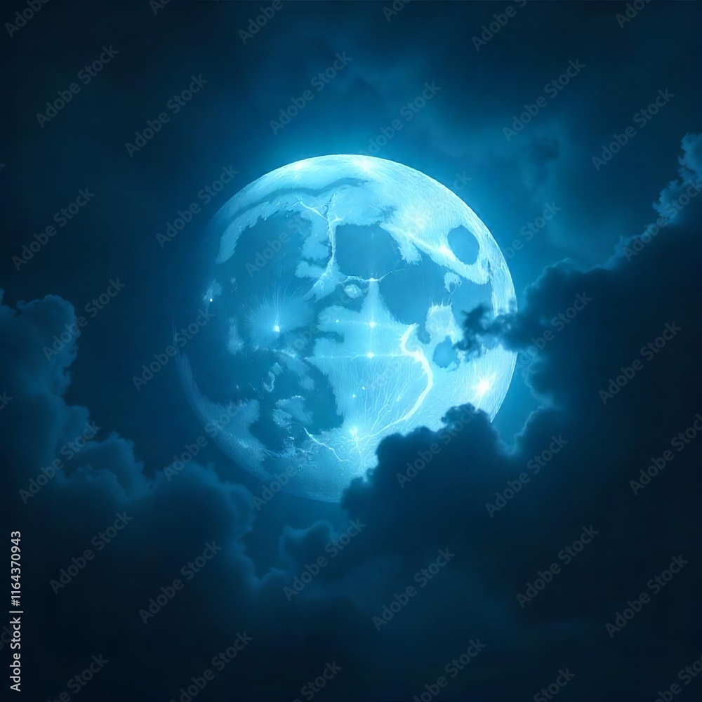 Obraz premium Luminous Moon Amidst Ethereal Clouds