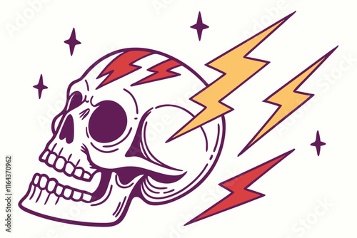 Skull with lightning bolts