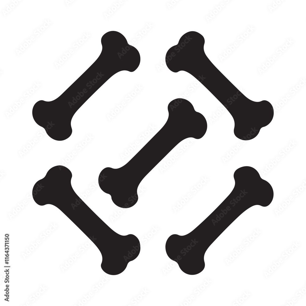 set of dog bone silhouette, black and white silhouette, vector and illustration set of dog bone silhouette, black and white silhouette, vector and illustration