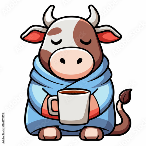 cow with a cup of Coffee