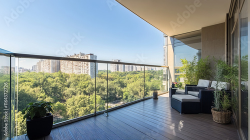 Glass banister for balcony or terrace fence. Realistic vector set of horizontal handrail with plexiglass panel and metal tubular beam fasteners for stairway guardrail. Transparent acrylic barrier.