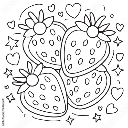 Chidren coloring page fruits Strawberry