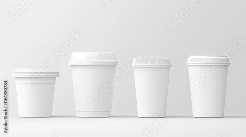 Wallpaper Mural White yogurt cup and bottle mockup. Realistic 3d vector illustration set of plastic package and container for dairy products with lid and foil top. Blank template of milky goods pot packaging. Torontodigital.ca