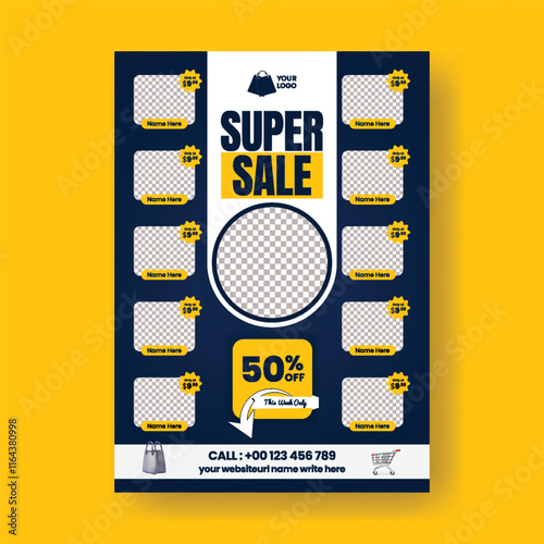 a4 size print flyer or poster template for Products sale promotion and super market sale offer poster template, black Friday sale offer  leaflet design suitable for grocery sale flyer or poster design