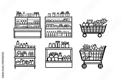 set of shopping carts