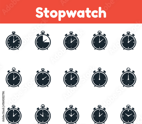 Collection of time and clock thin line icons
