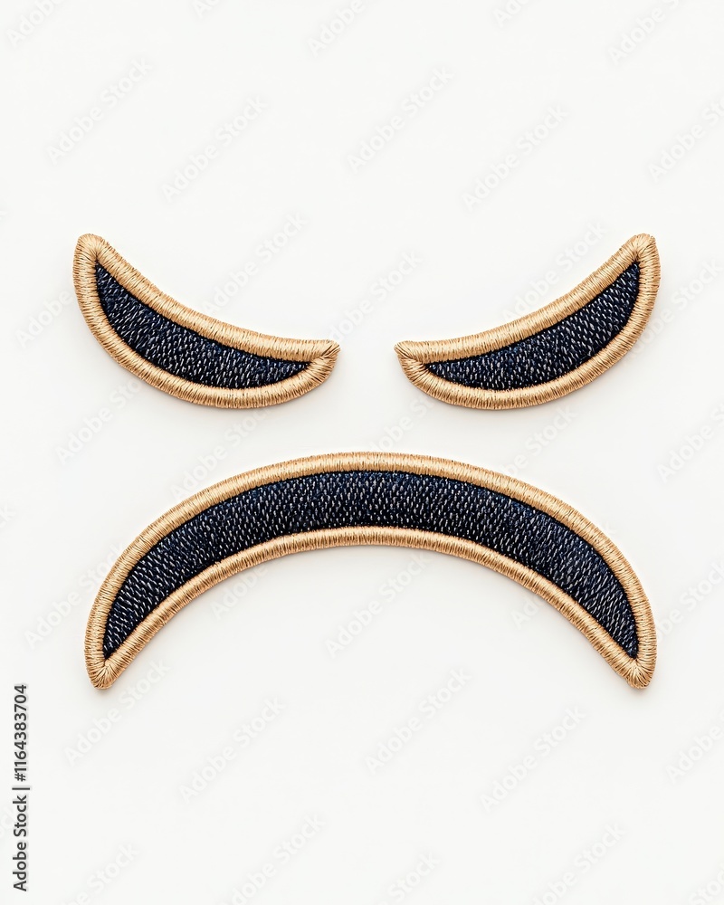 Embroidered denim patches depicting various facial expressions, showcasing creativity and emotional representation. Embroidered denim patches depicting various facial expressions, showcasing creativity and emotional representation.