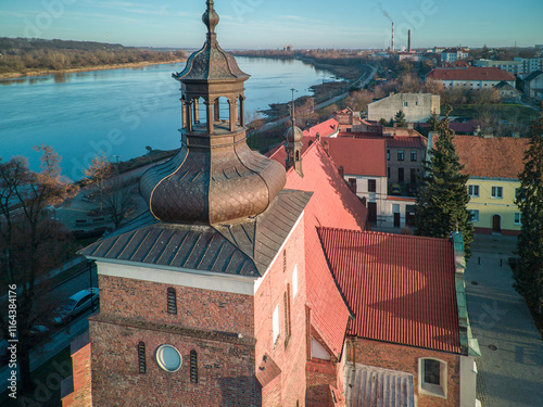 Obraz na płótnie City of Wloclawek on the Vistula River, Poland. w salonie