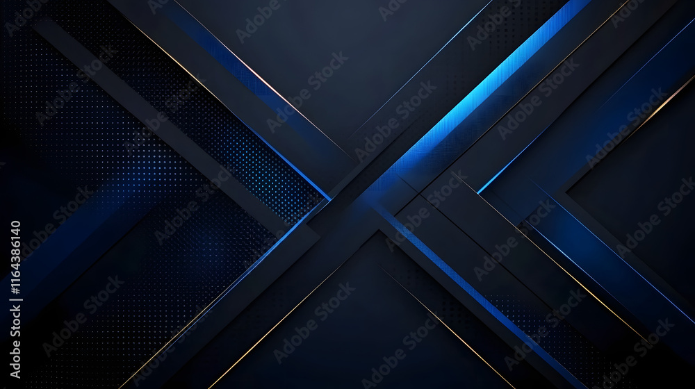 High-Tech Blue Poster Background with Geometric Shapes and Smooth Lines