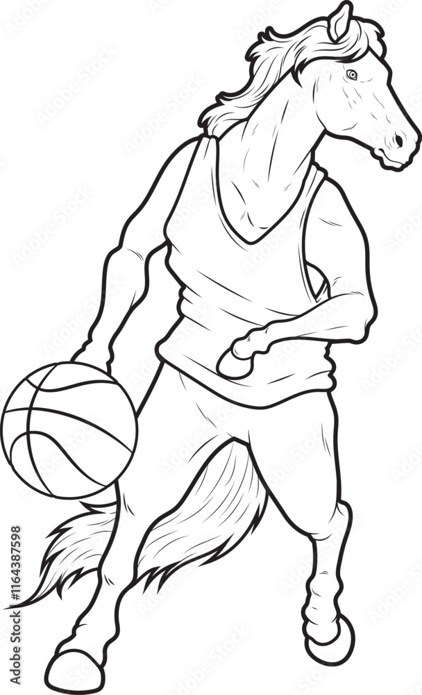 Fototapeta premium Horse Basketball player Basketball Animal Vector Graphic Art Illustration