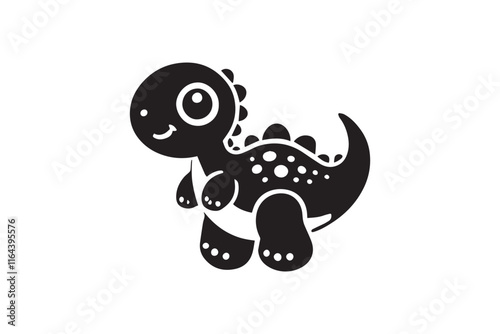 simple and unobtrusive cute baby dino dinosaurs vector silhouette illustration isolated in white background
