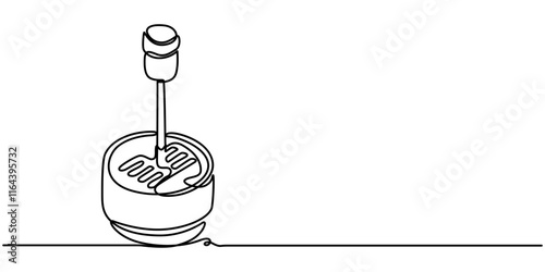 continuous line of car manual transmission.drawing of one line icon of transmission stick on car.isolated white background, Gear box icon Vector outline, Gearshift icon Simple outline vector logo.