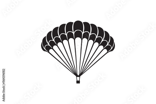 simple and unobtrusive parachute vector silhouette illustration isolated in white background
