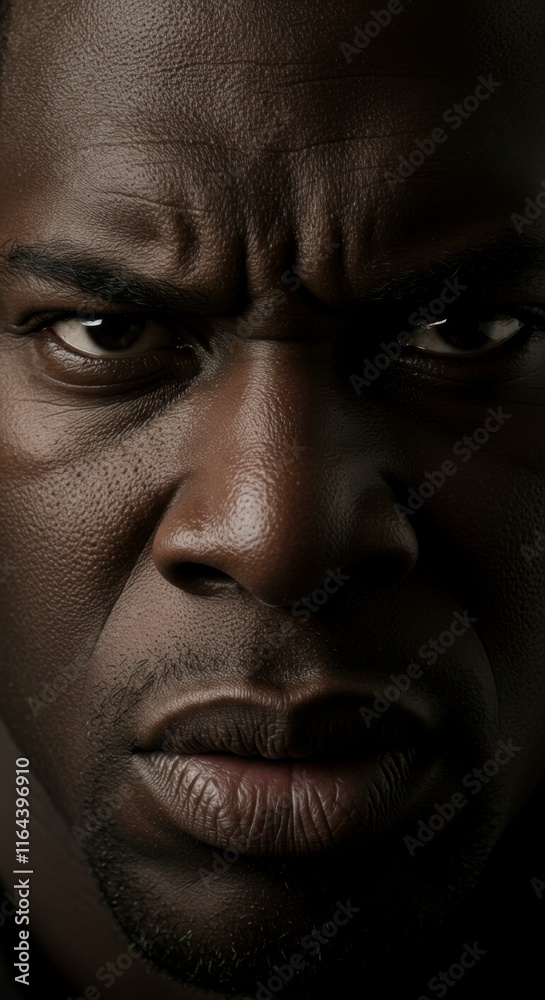 Close up of Black Man face, Angry Mad Expression, Zoom In, Zoomed Portrait Close up of Black Man face, Angry Mad Expression, Zoom In, Zoomed Portrait