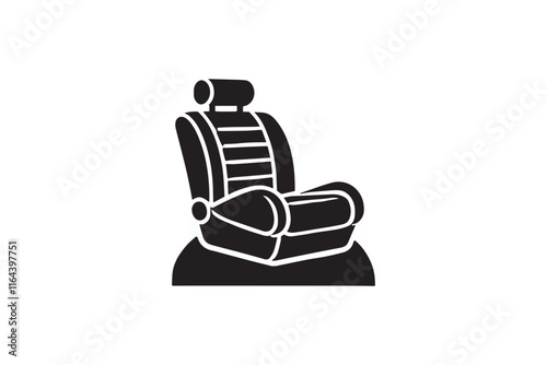 simple and unobtrusive car seat vector silhouette illustration isolated in white background
