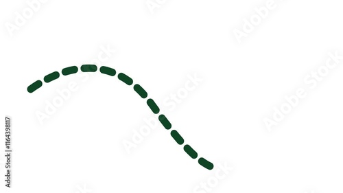 Abstract measuring length dotted line icon animation with grid background.