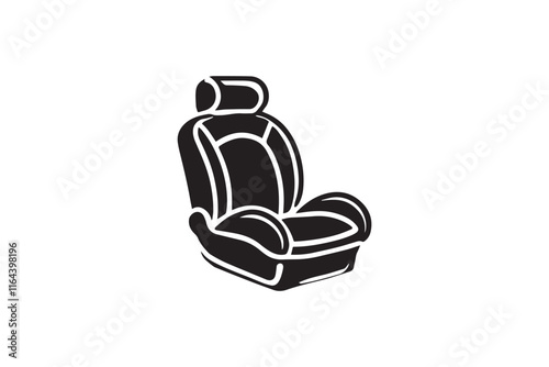simple and unobtrusive car seat vector silhouette illustration isolated in white background
