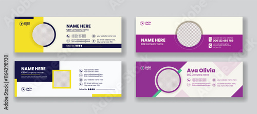 modern email signature template set or email footer and personal social media cover template design or Corporate business web banner template design