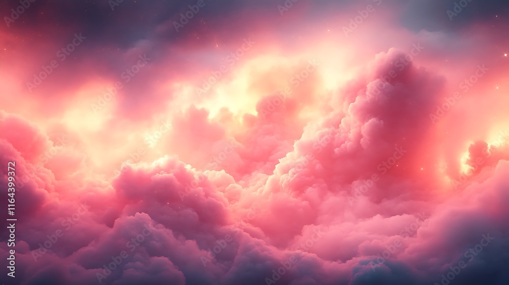 Fototapeta premium Pink Cloudscape at Sunset Dreamy Atmosphere