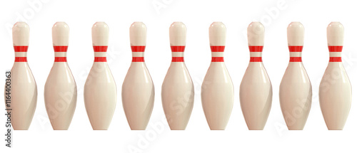 bowling  pins ball isolated cut out for background - 3d rendering