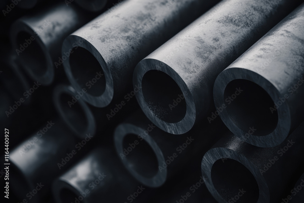 Close-Up of Stacked Industrial Metal Pipes: A Detailed Perspective on Cylindrical Steel Tubes Used in Manufacturing and Construction for Robust and Durable Engineering Solutions Close-Up of Stacked Industrial Metal Pipes: A Detailed Perspective on Cylindrical Steel Tubes Used in Manufacturing and Construction for Robust and Durable Engineering Solutions