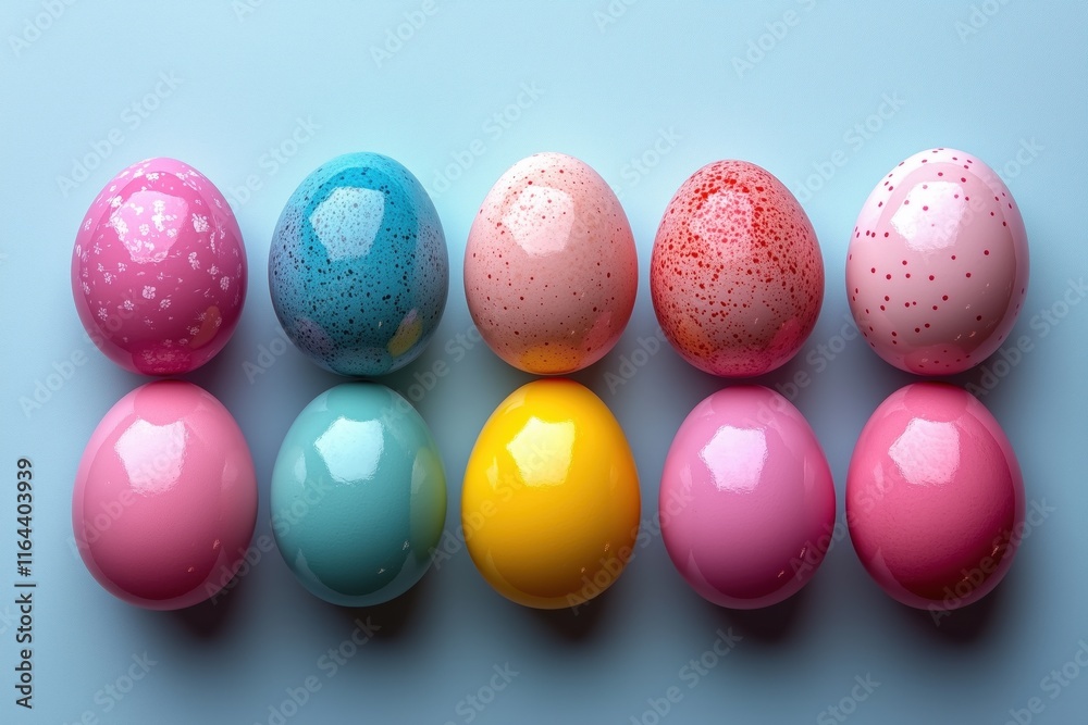 Obraz premium Pastellfarbene Ostereier in modernen Arrangements