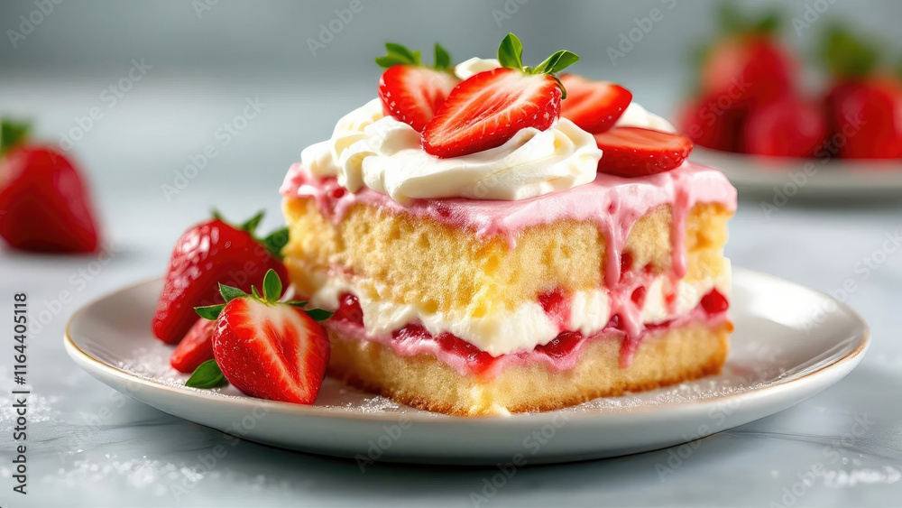 A slice of cheesecake topped with strawberry jam, cheese, and a drizzle of sauce. A slice of cheesecake topped with strawberry jam, cheese, and a drizzle of sauce.