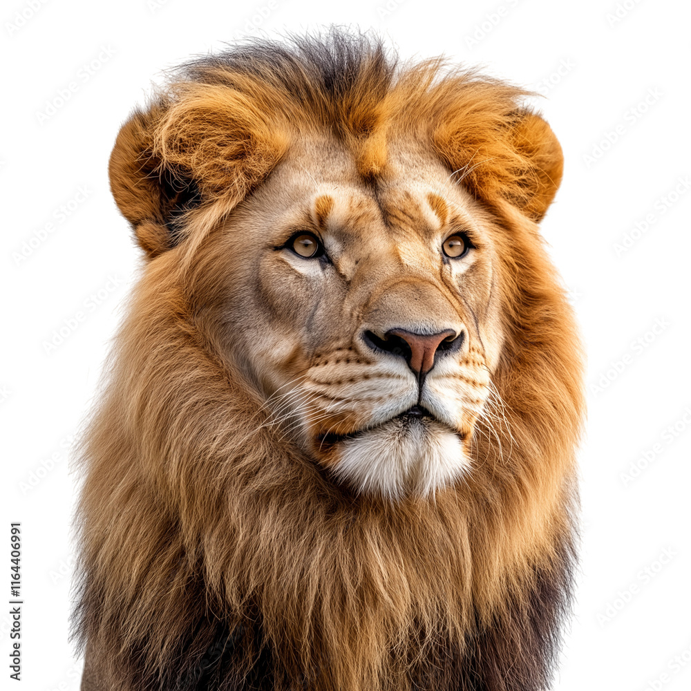 Fototapeta premium Standing Male Lion isolated on white