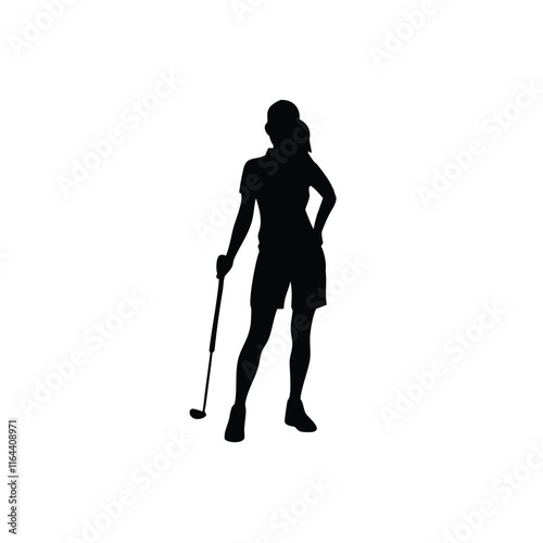 A female golf player vector silhouette vector illustration