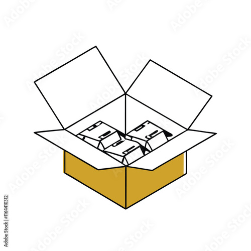 a vector silhouette of an open cardboard box with flaps spread outward