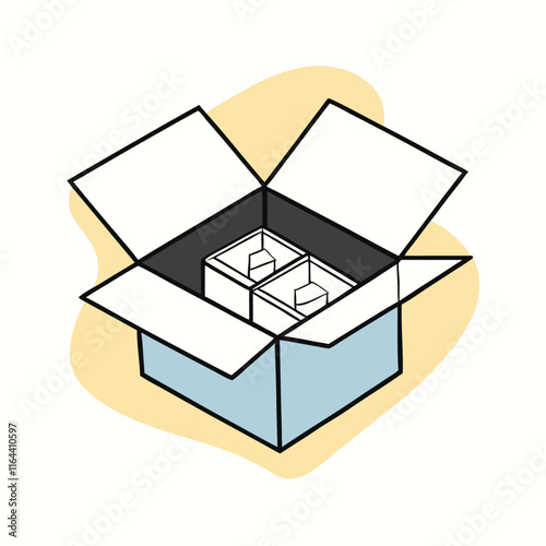 a vector silhouette of an open cardboard box with flaps spread outward