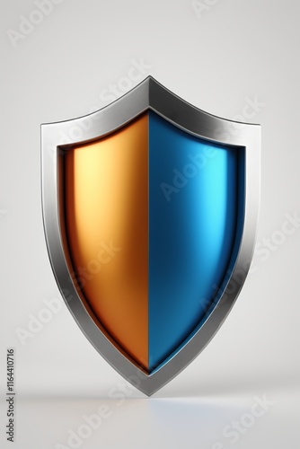 Free Download a close up of a metal shield with two colors of blue and orange - GFXLoad