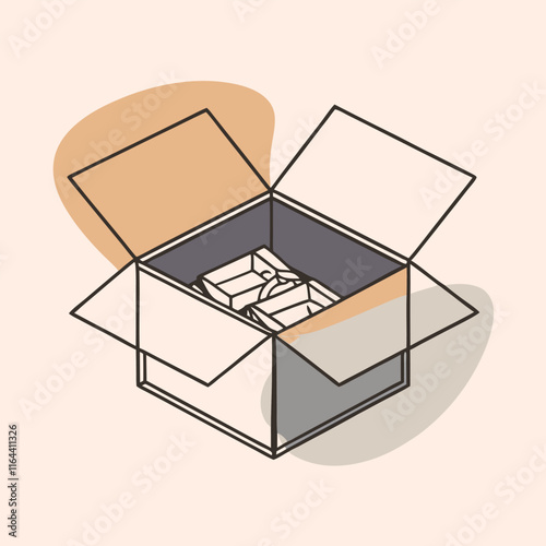 a vector silhouette of an open cardboard box with flaps spread outward