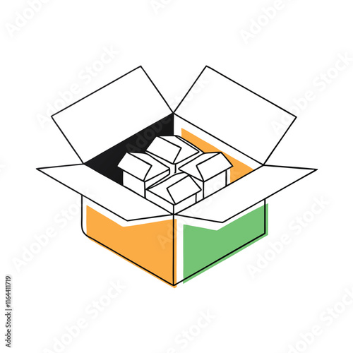 a vector silhouette of an open cardboard box with flaps spread outward