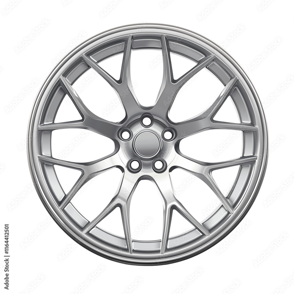 Fototapeta premium Wheel Rim Silver Front on transparent background