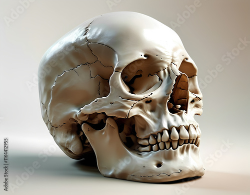 a skull with a broken jaw photo