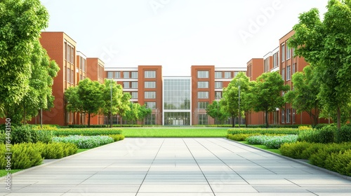 Modern College Campus Design on White Background