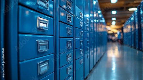 Blue Locker Hallway in a Modern Industrial Setting