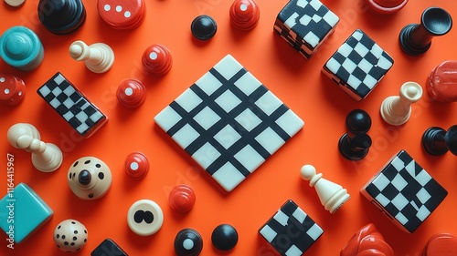 Variety of Games and Puzzles on an Orange Background