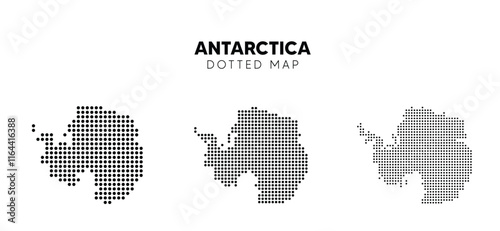 Set of Antarctica dotted map vector on white isolated