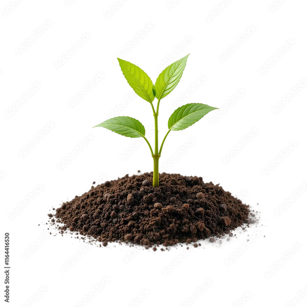 Freshly Sprouted Plant in Dark Soil Against on transparent background. Ai generated Freshly Sprouted Plant in Dark Soil Against on transparent background. Ai generated