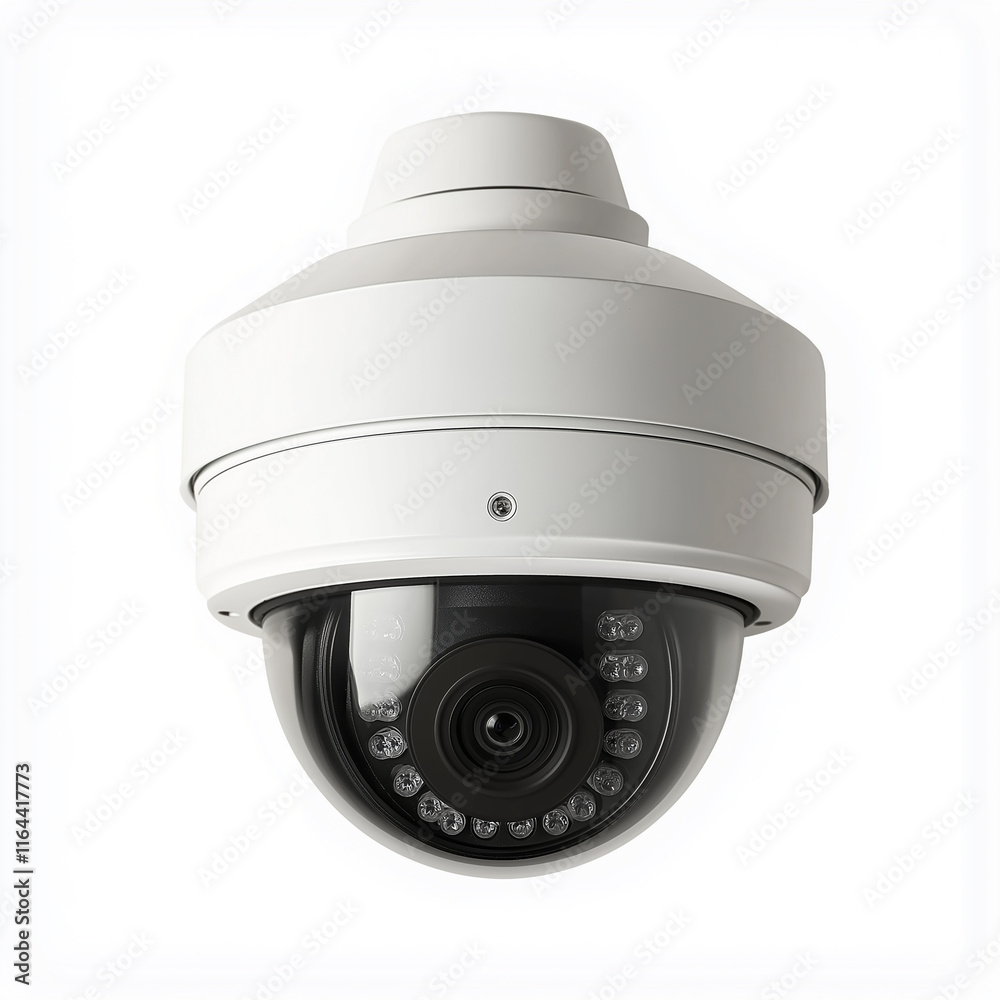 Modern security camera observing on white background Modern security camera observing on white background