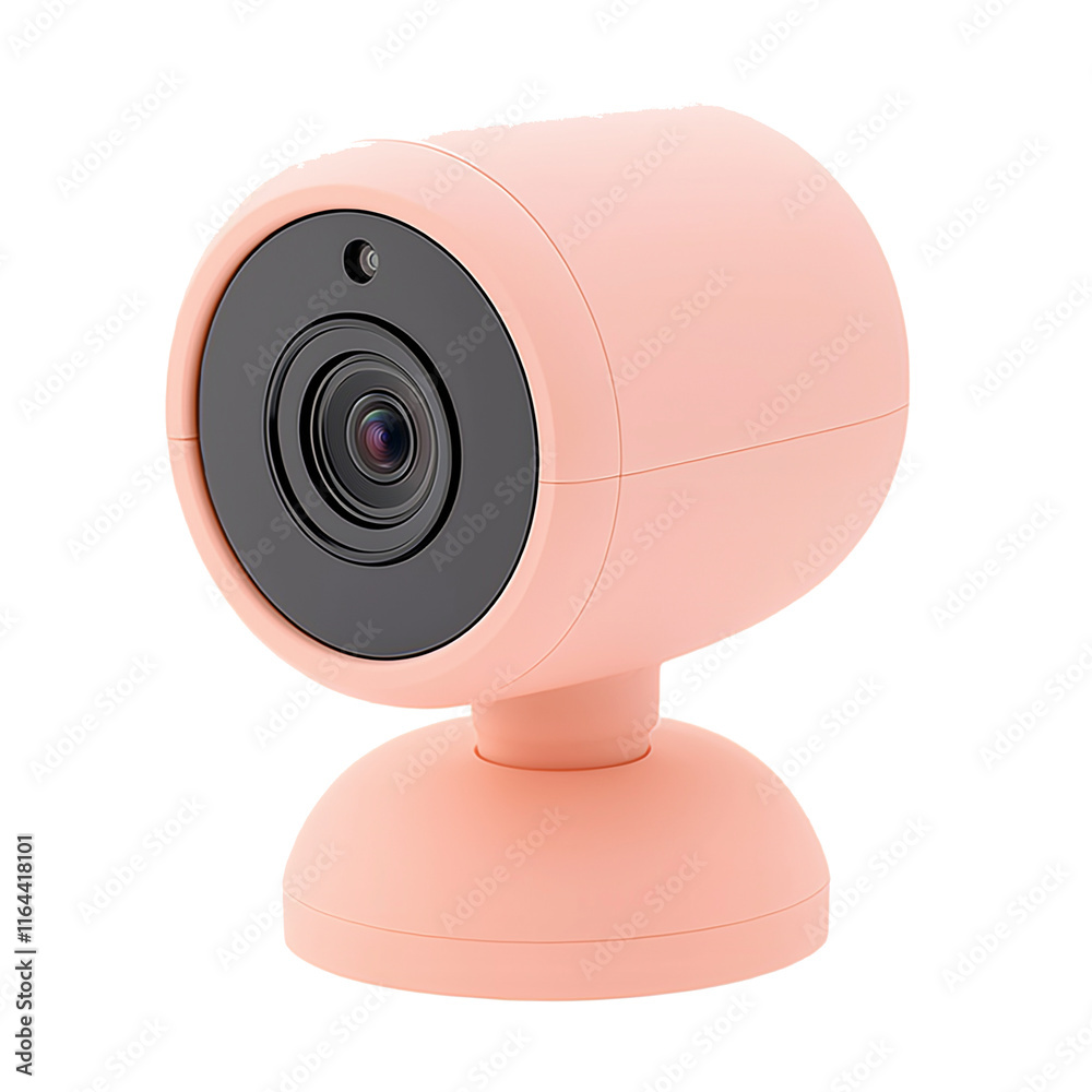 Modern pink wireless security camera providing home surveillance Modern pink wireless security camera providing home surveillance