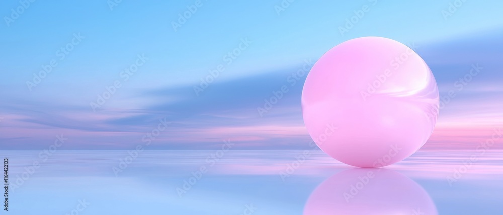 A pink ball is floating on the surface of a calm body of water A pink ball is floating on the surface of a calm body of water