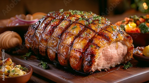 Wallpaper Mural Glazed Roast Pork Loin Festive Holiday Dinner Torontodigital.ca