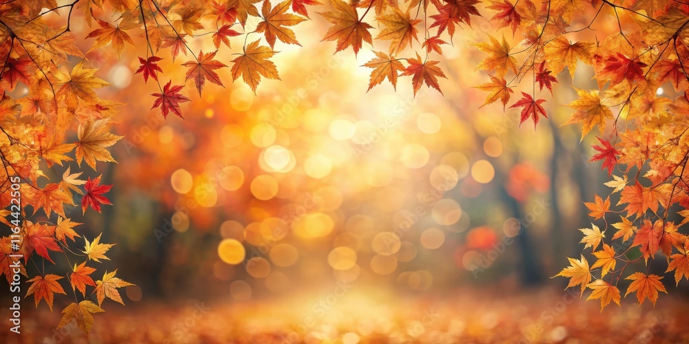 Autumnal foliage backdrop with vibrant leaves and bokeh effect Autumnal foliage backdrop with vibrant leaves and bokeh effect