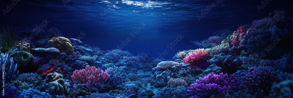 Obraz premium Vibrant Underwater Coral Reef Ecosystem Displaying Diverse Marine Life